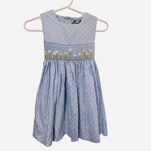 Vintage Carriage Boutiques Baby Girl Dress 12M Blue Floral Polka Dot